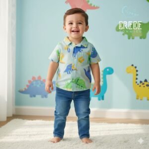 Camisa de botones de Dinosaurio niño     Talla: 12-18 meses