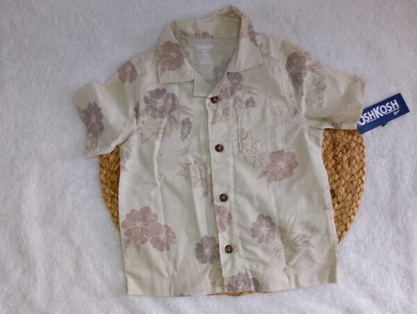 camisa beige de flores Camiseta de Botones de niño Talla: 18 meses